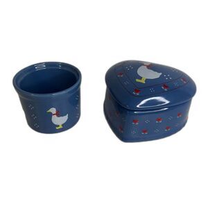 Russ Berrie & Company Duck Goose Heart Shaped Trinket Dish & Candle Holder